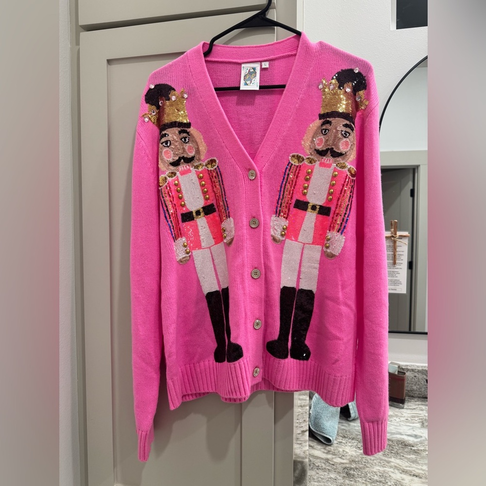 Queen of Sparkles Pink Nutcracker Cardigan Sz Large